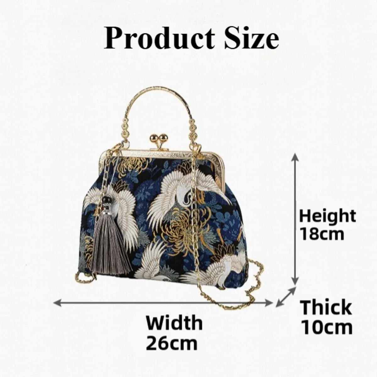 Vintage Evening Chain Handbag with Embroidered for Women Chinese Purse Crossbody Evening clutch bag