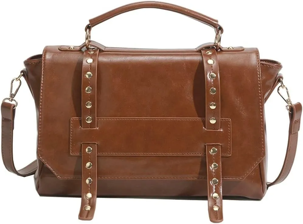 Vintage Handbags Womens Messenger Oil Wax Leather Briefcase Shoulder Top Handle Satchel Crossbody Laptop