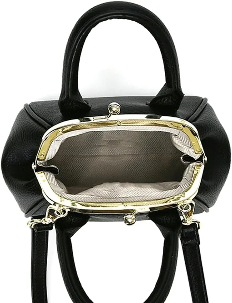 Vintage Kiss Lock Purse for Women Trendy PU Leather Crossbody Bag Satchel with Top Handle Wedding Evening Clutch