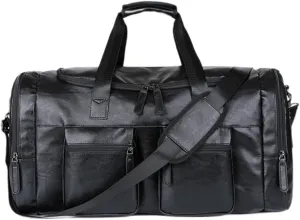 Vintage Leather Weekend Bag for Men Travel Bags Big Tote Hand Luggage Duffel Handbag Shoulder Bag (Color : A)