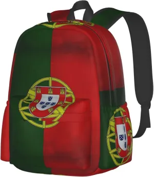 Vintage Portugal Portuguese Flag Laptop Commuter Backpack Shoulder Bag Casual Back Pack Daypack Bags With Side Pockets For Work Travel Daily Use