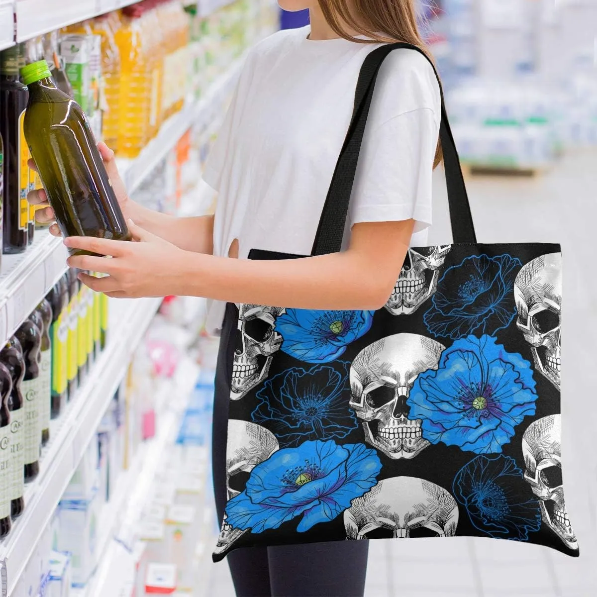 visesunny Canvas Shoulder Bags For Women Waterproof Tote Handbags For Teens Beach School Daily Working