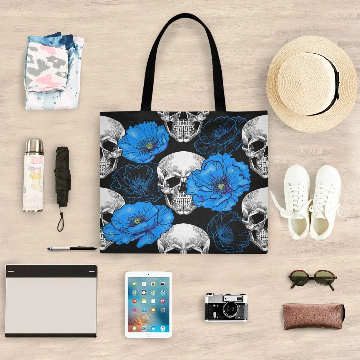 visesunny Canvas Shoulder Bags For Women Waterproof Tote Handbags For Teens Beach School Daily Working