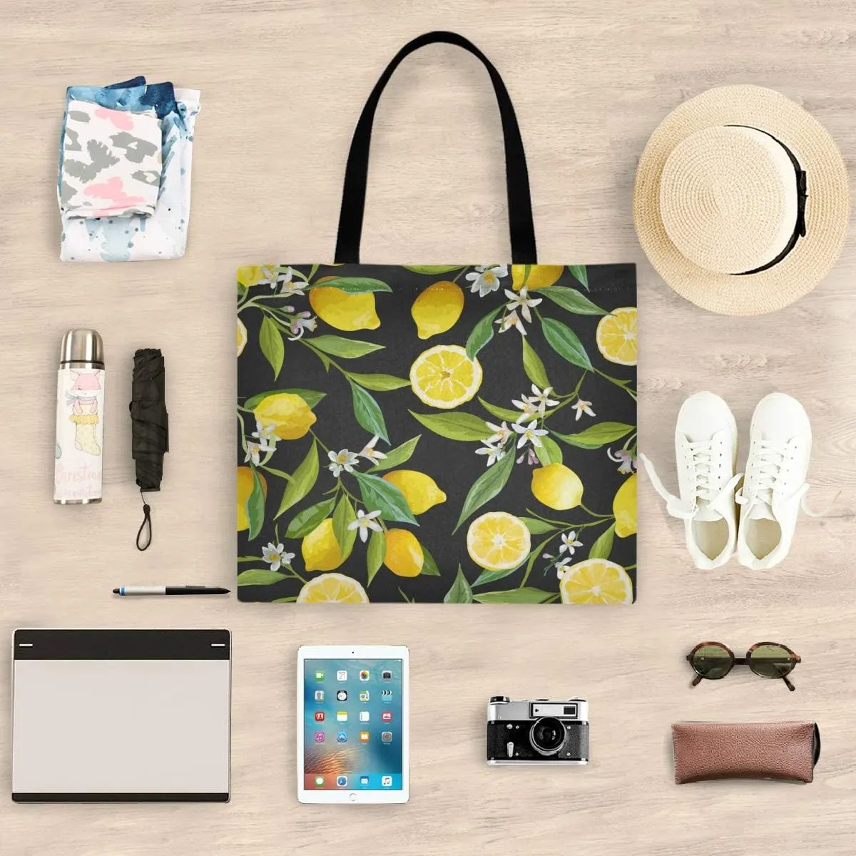 visesunny Large Women Casual Shoulder Bag Handbag Shopping Grocery Canvas Bag