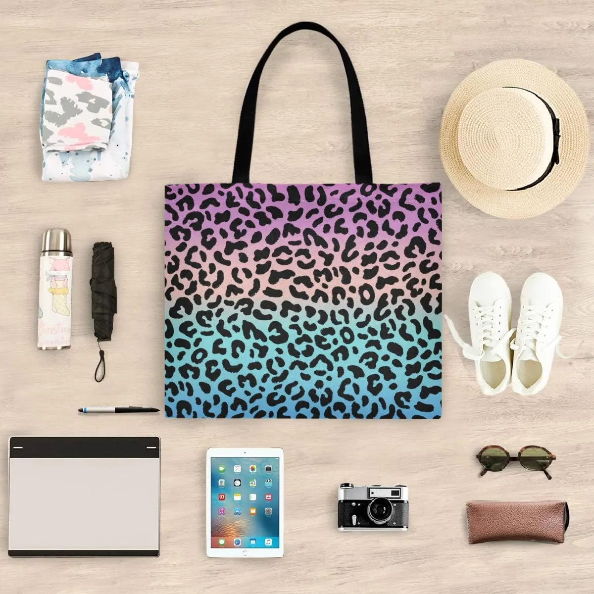 visesunny Stylish Women Canvas Shoulder Tote Bags Casual Bag Ladies Shopping Handbag for GYM Hiking Picnic Travel Beach