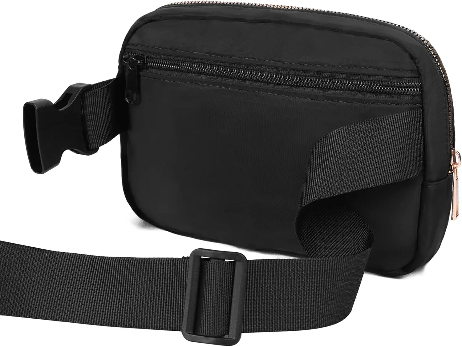 VKIOIP 2 Pack Unisex Fanny Pack Waist Belt Bag with Adjustable Strap,Hands Free Crossbody Fanny Bag with Zipper for Woman and Man,for Hiking,Running,Sports Gifts(Black & Beige)