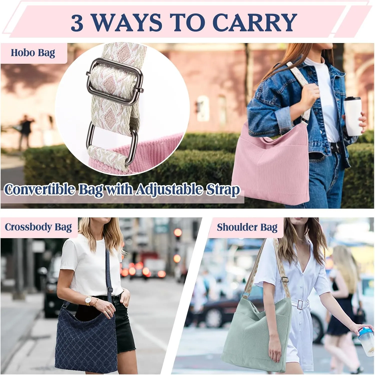 VX VONXURY Crossbody Bag,Lightweight Canvas Shoulder Tote for Women Water Resistant Top Zip Hobo Purse with Adjustable Strap
