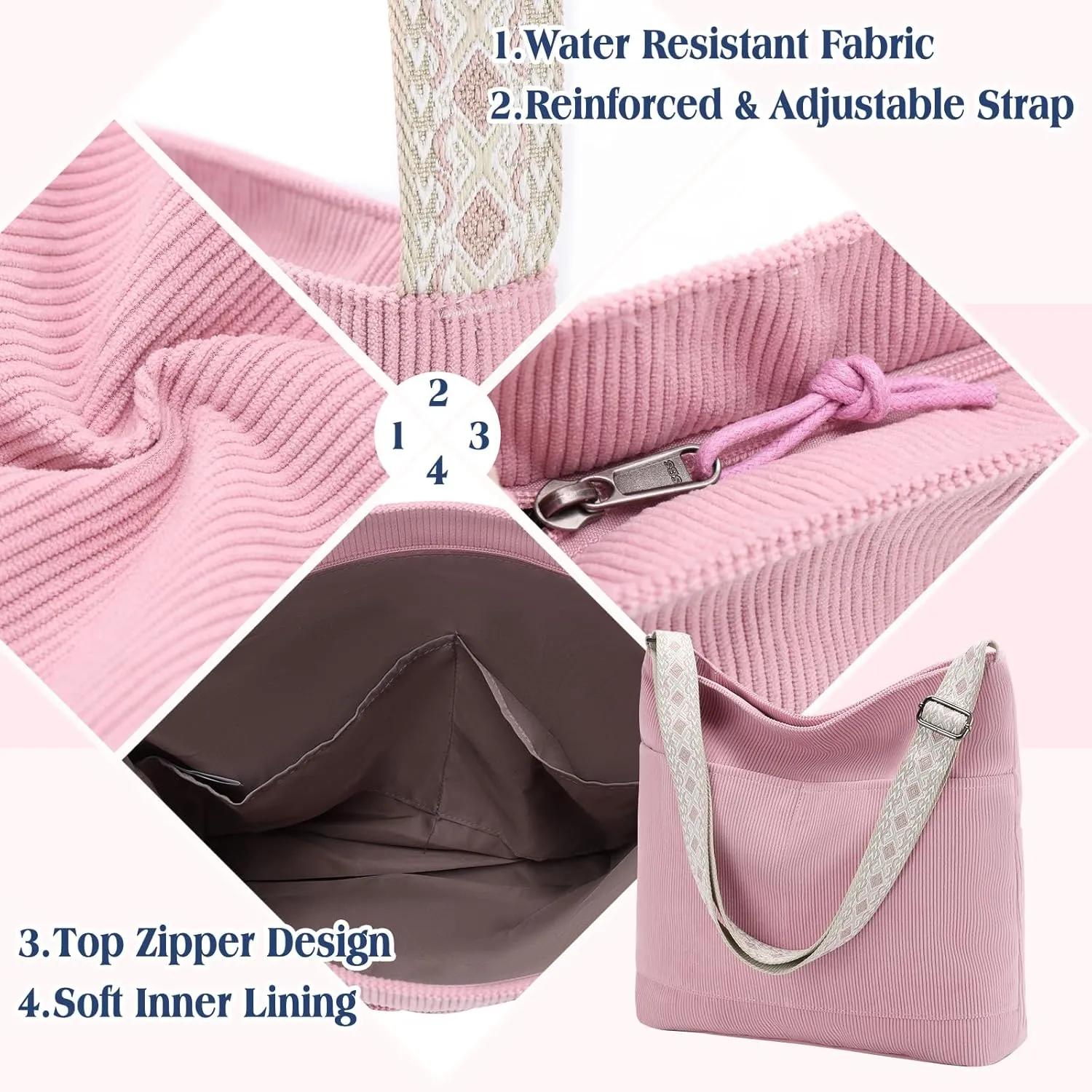 VX VONXURY Crossbody Bag,Lightweight Canvas Shoulder Tote for Women Water Resistant Top Zip Hobo Purse with Adjustable Strap