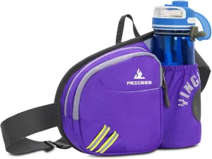 Waist Bag Fanny Pack with Water Bottle Holder for Men Women Hiking Running Dog Walking Fit All Phones (Bottle Not Included), Z-Purple