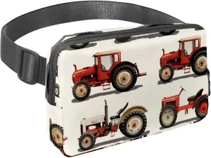Waist Pack for Women Men, Outdoor Waist Bag Fanny Pack, Slim Running Belt Bum Bag for Walking Jogging Hiking Traveling Workout - Red Machinery Farm Tractors
