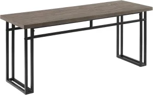Walker Edison Randall Modern Metal-Leg Veneer Wood Bench 44 Inch Grey Hickory