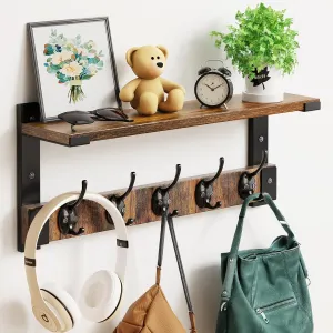 Wall Hooks with Shelf, Coat Rack Wall Mount for Coat Backpack Key Clothes Hanger, Wall Floating Shelf Hanging in Entryway, Living Room, Bathroom, Bedroom, Kitchen