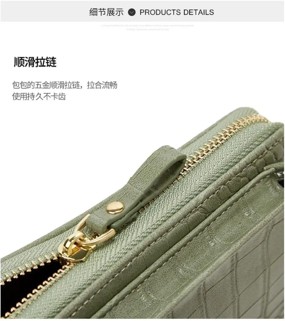 Wallets for Women Clutch Crocodile Pattern Leather Ladies Cross Body Handbags Phone Purse Crossbody
