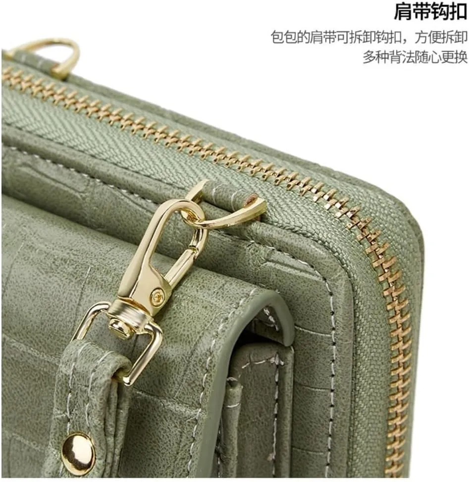 Wallets for Women Clutch Crocodile Pattern Leather Ladies Cross Body Handbags Phone Purse Crossbody