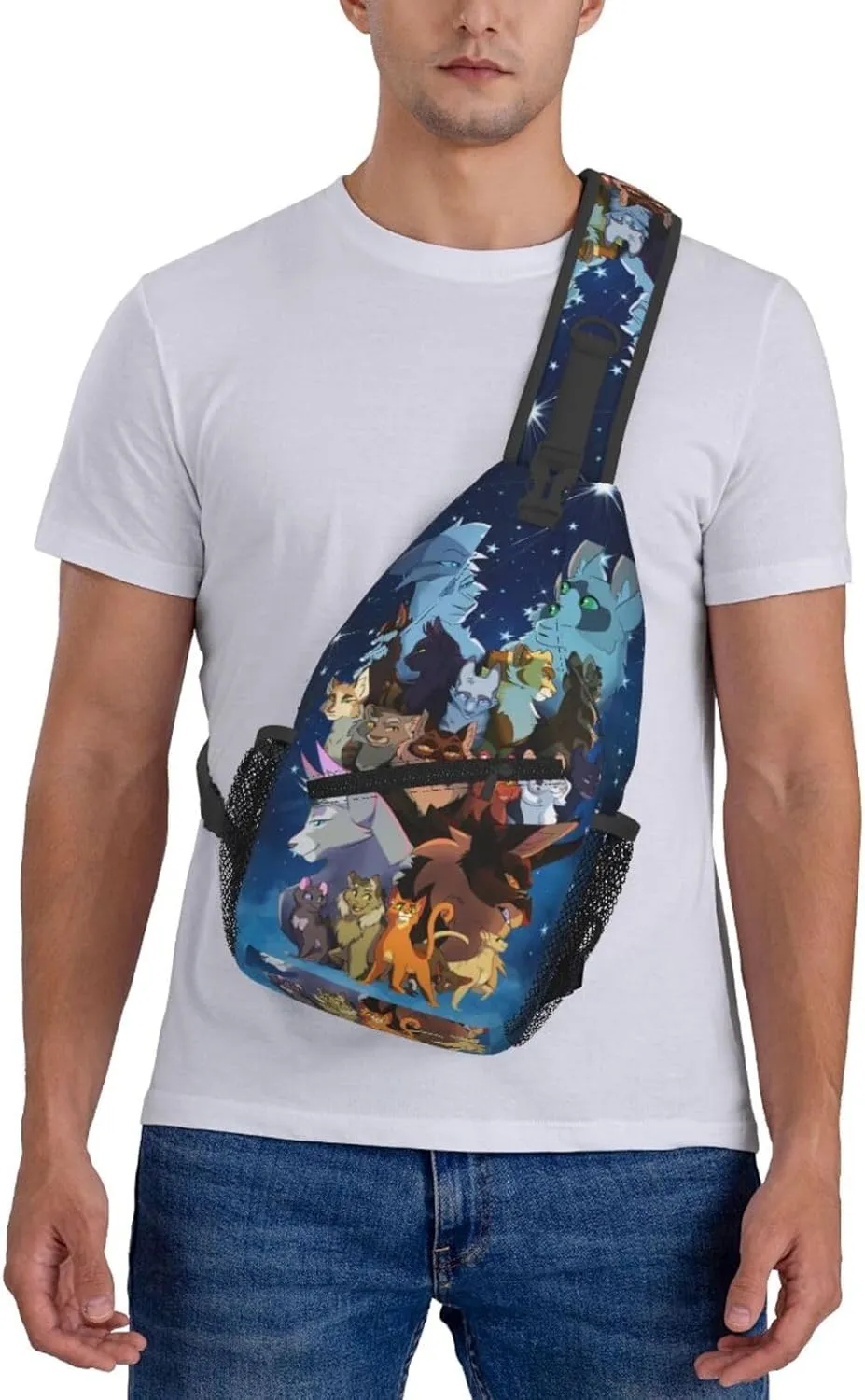Warriors Cats Sling Backpack Crossbody Sling Bag, Shoulder Bag Chest Bag Daypack Fanny Pack Cross Body Bag For Women Men