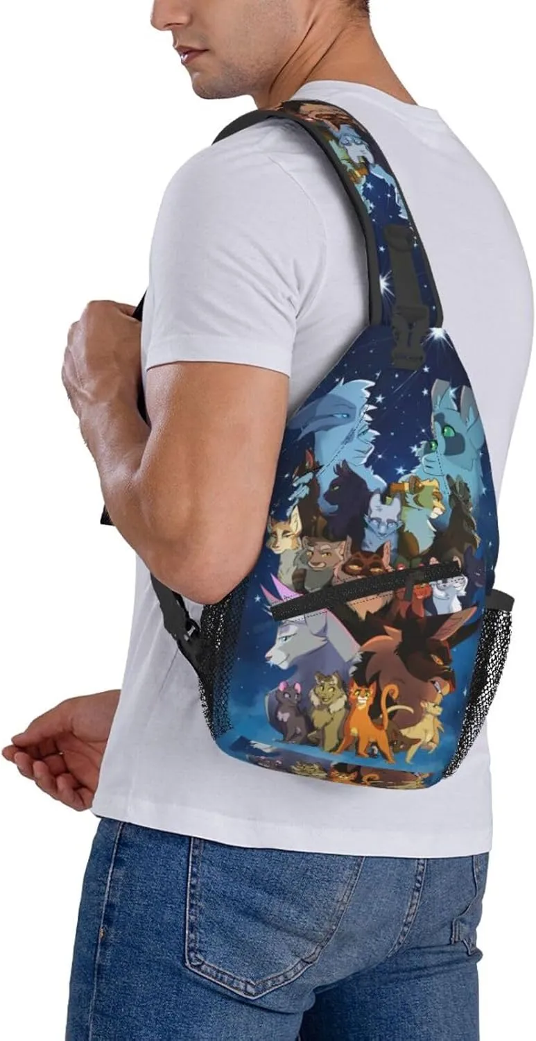 Warriors Cats Sling Backpack Crossbody Sling Bag, Shoulder Bag Chest Bag Daypack Fanny Pack Cross Body Bag For Women Men