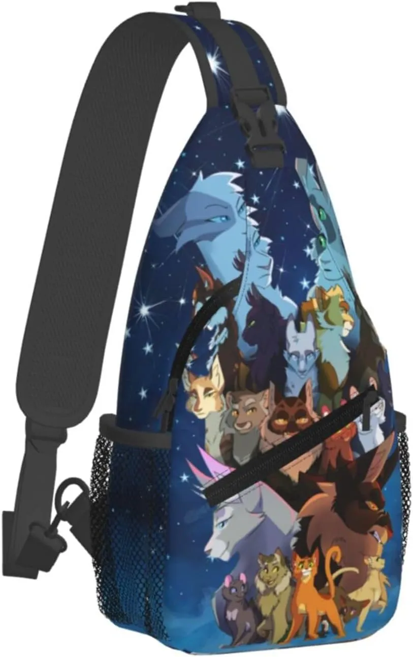Warriors Cats Sling Backpack Crossbody Sling Bag, Shoulder Bag Chest Bag Daypack Fanny Pack Cross Body Bag For Women Men