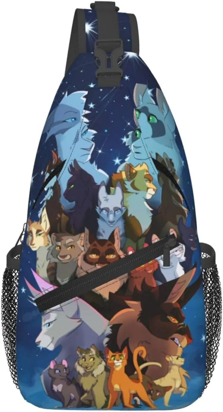 Warriors Cats Sling Backpack Crossbody Sling Bag, Shoulder Bag Chest Bag Daypack Fanny Pack Cross Body Bag For Women Men