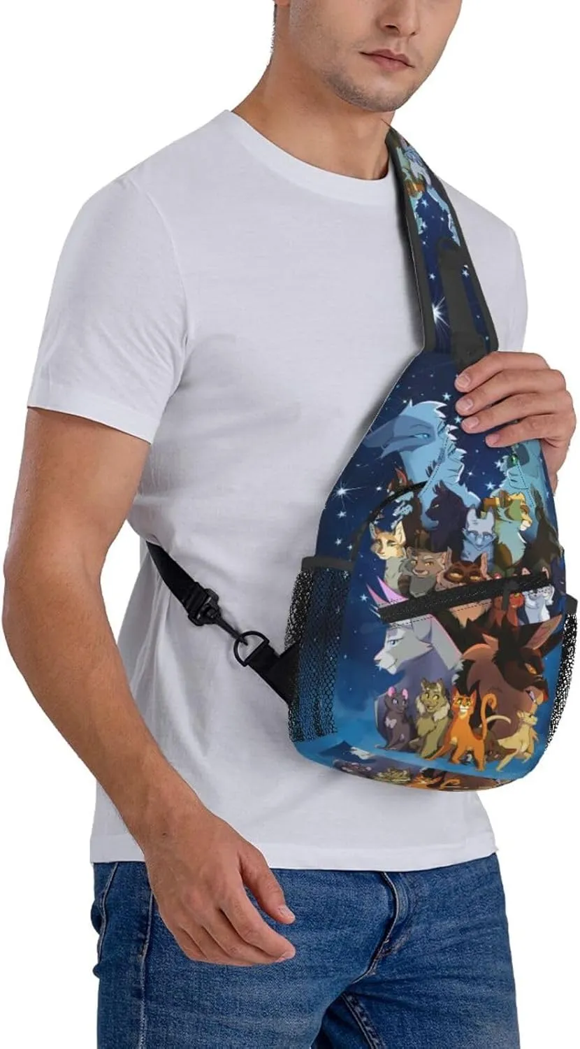 Warriors Cats Sling Backpack Crossbody Sling Bag, Shoulder Bag Chest Bag Daypack Fanny Pack Cross Body Bag For Women Men