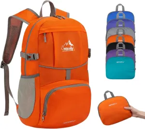 WATERFLY Hiking Foldable Daypack Backpack: 25L Ultra Lightweight Packable Waterproof Outdoor Travel Day Pack for Woman Man