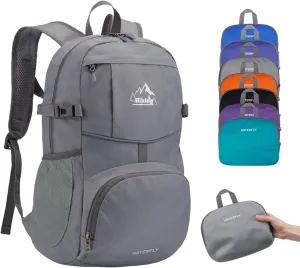 WATERFLY Hiking Foldable Daypack Backpack: 25L Ultra Lightweight Packable Waterproof Outdoor Travel Day Pack for Woman Man