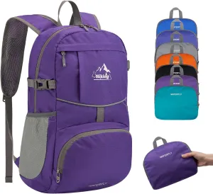 WATERFLY Hiking Foldable Daypack Backpack: 25L Ultra Lightweight Packable Waterproof Outdoor Travel Day Pack for Woman Man