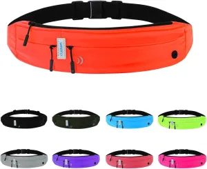 WATERFLY Running Belt Fanny Pack: Runner Marathon Jogging Waist Pack Sport Workout Exercise Fitness Phone Holder Belt for Men Women Jogger Slim Waistband
