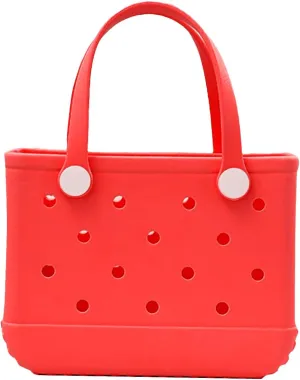 Waterproof Beach Bags Rubber Tote - Small Rubber Beach Totes Bag for Kids, Mini Travel Tote Bag