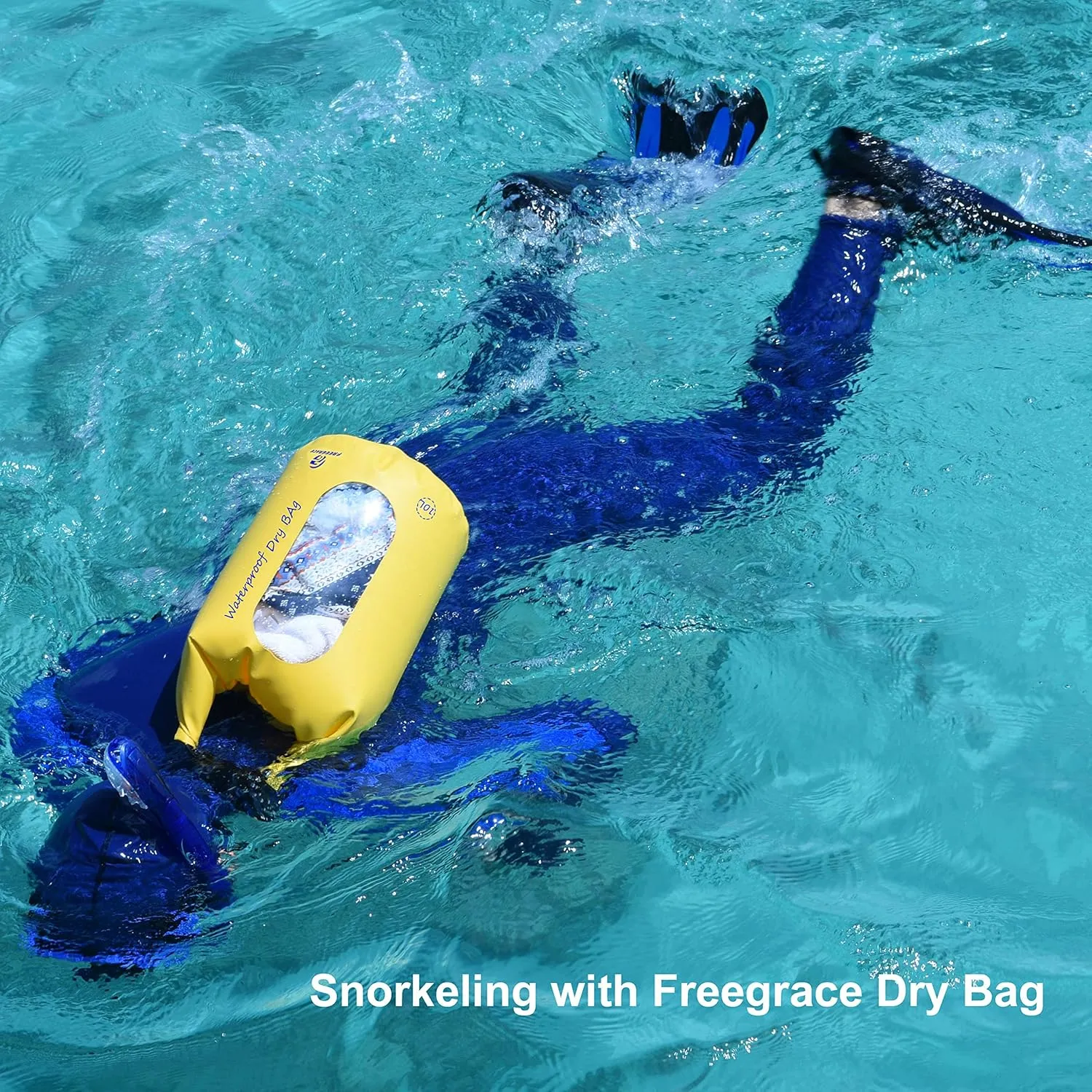 Waterproof Dry Bags Set of 3 Dry Bag with 2 Zip Lock Seals & Detachable Shoulder Strap, Waist Pouch & Phone Case - Can Be Submerged Into Water - for Swimming (Yellow(Window), 20L)
