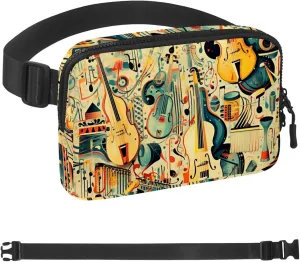 Waterproof Fanny Pack Black Belt Bag with Adjustable Strap for Women and Men,Drawing Instrument Crossbody Fanny Bag with Zipper for Hiking Running Travel