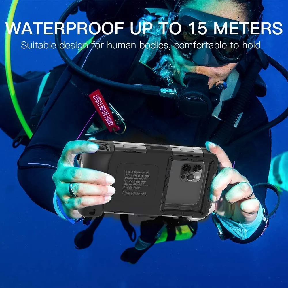 Waterproof Phone Case,Universal Diving Phone Case Dry Bag Beach Travel Essentials Outdoor Surfing Swimming Snorkeling Photo Video Case for iPhone/Samsung/Google/Motorola (Black/Blue)