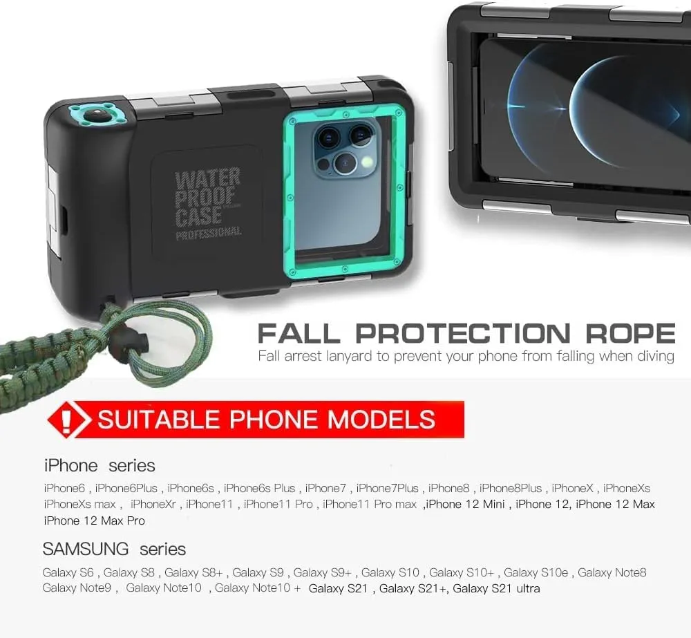 Waterproof Phone Case,Universal Diving Phone Case Dry Bag Beach Travel Essentials Outdoor Surfing Swimming Snorkeling Photo Video Case for iPhone/Samsung/Google/Motorola (Black/Blue)