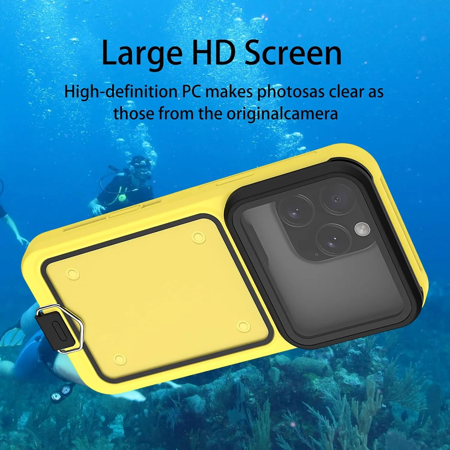 Waterproof Phone Case,Universal Self-Check Function Pouch Dry Bag,Underwater Photo & Video Protective Housing,Pool Beach Travel Essentials Snorkeling Case (Yellow, 6.7 inches)