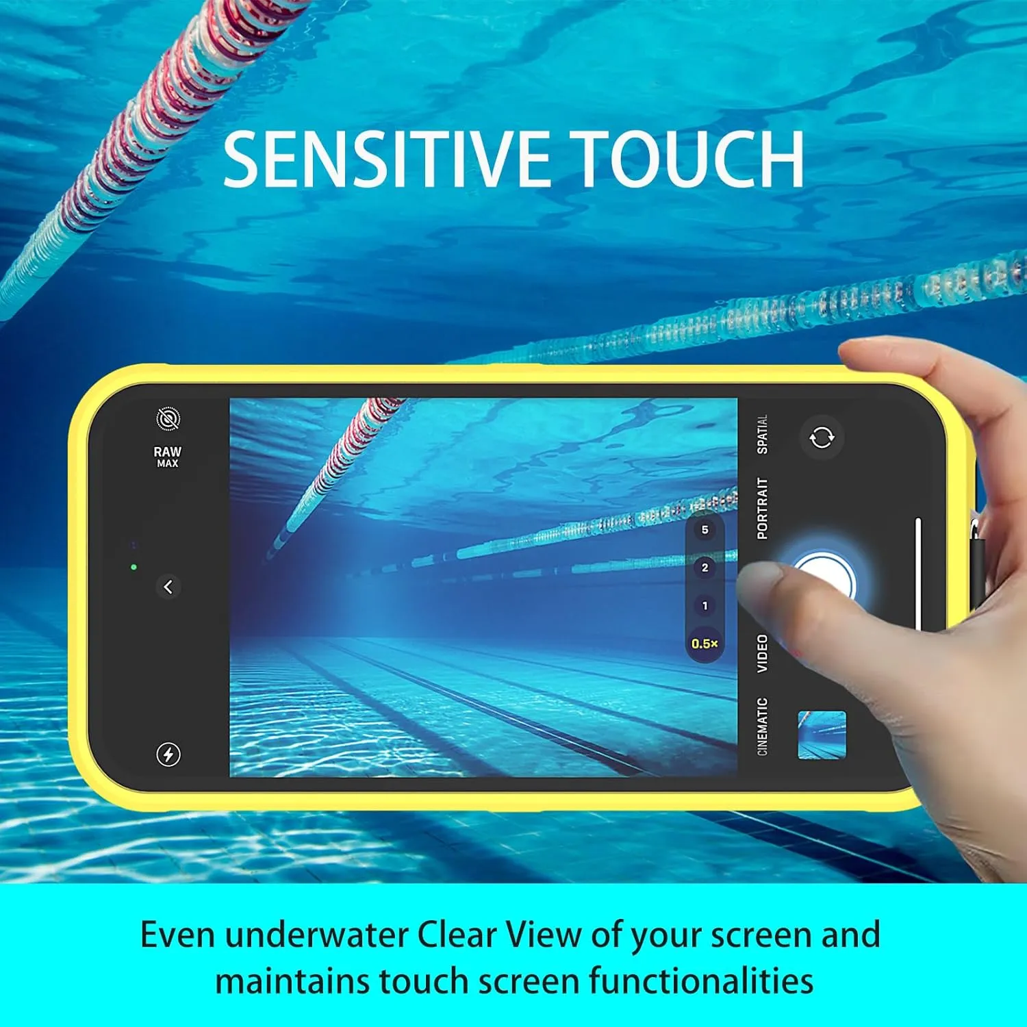 Waterproof Phone Case,Universal Self-Check Function Pouch Dry Bag,Underwater Photo & Video Protective Housing,Pool Beach Travel Essentials Snorkeling Case (Yellow, 6.7 inches)