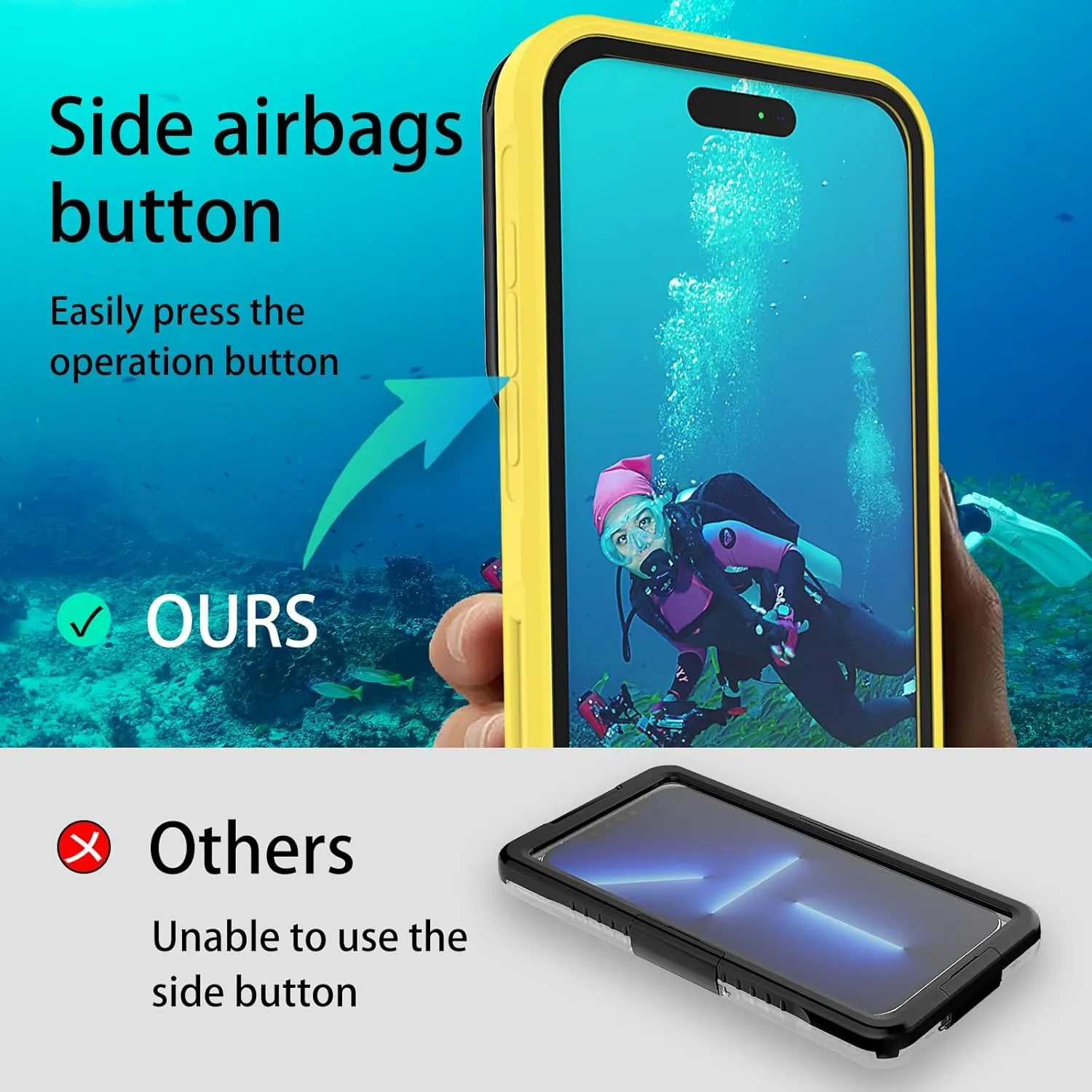 Waterproof Phone Case,Universal Self-Check Function Pouch Dry Bag,Underwater Photo & Video Protective Housing,Pool Beach Travel Essentials Snorkeling Case (Yellow, 6.7 inches)