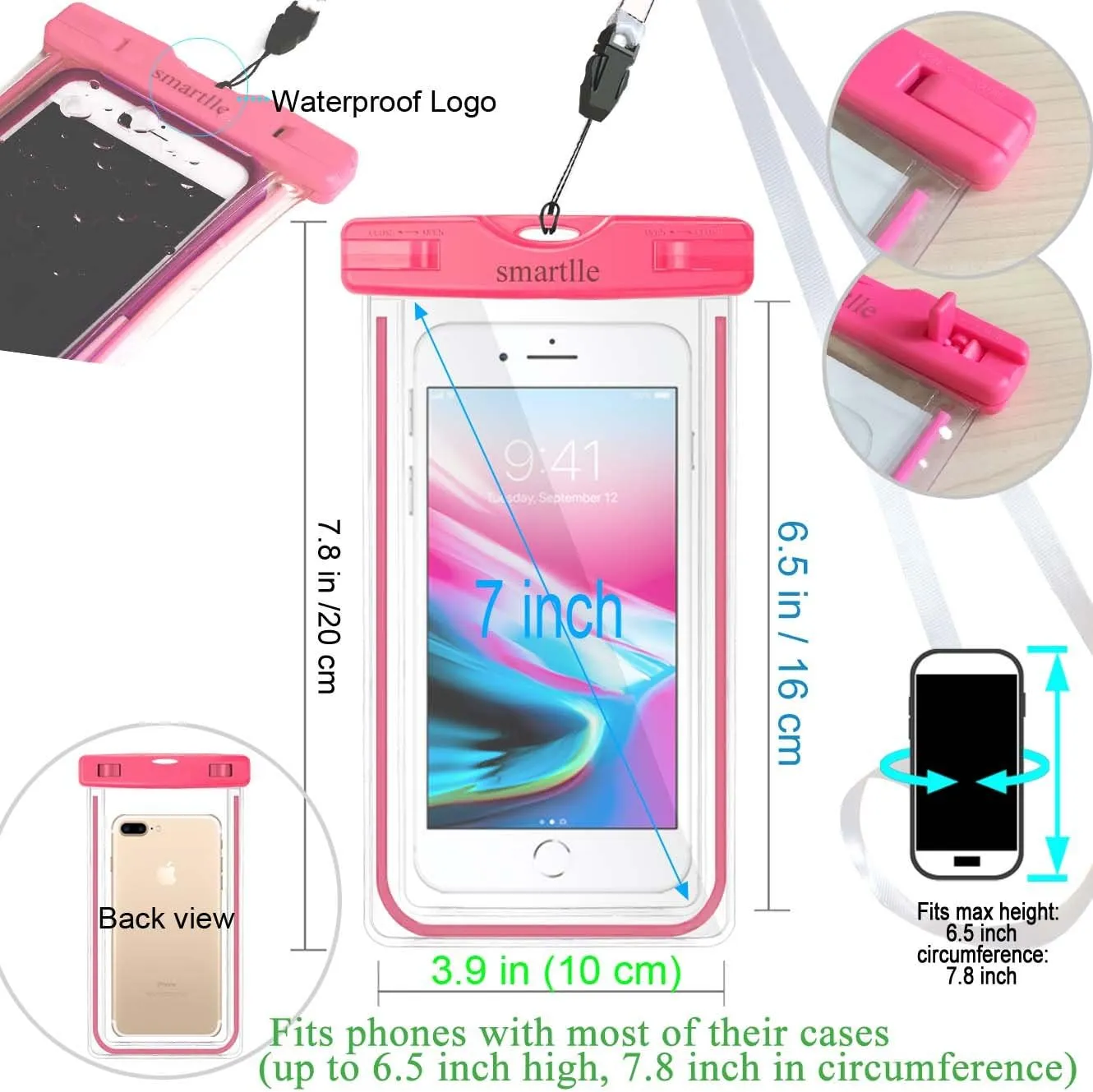 Waterproof Phone Pouch, Universal Waterproof Phone Case, Dry Bag Outdoor Beach Bag for iPhone 15 14 13 12 11 Pro Max XR SE XS 8 7 6S Plus, Galaxy Other Phones Up to 6.9''-4 Pack