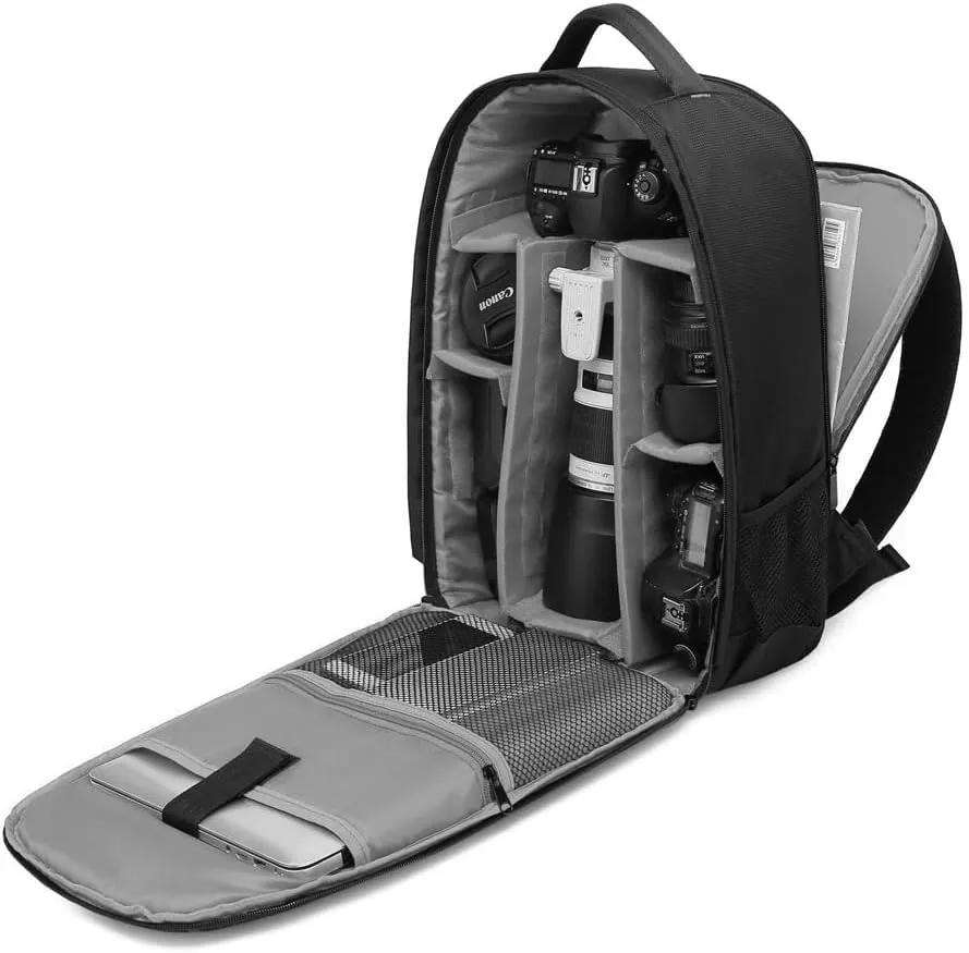 Waterproof SLR/DSLR Camera Backpack Shoulder Bag Travel Case For Canon Nikon Sony Digital Lens (Large, Grey)