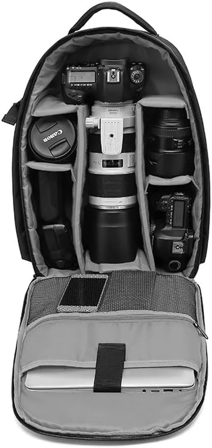 Waterproof SLR/DSLR Camera Backpack Shoulder Bag Travel Case For Canon Nikon Sony Digital Lens (Large, Grey)