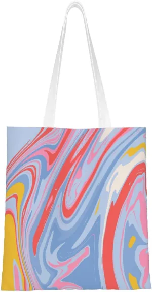 Wavy Vortex Seamless Diagram Tote Bag for Women Canvas Shopping Bags Reusable Large Capacity Casual Shoulder Handbags Grocery Bags DIY Gift Bags