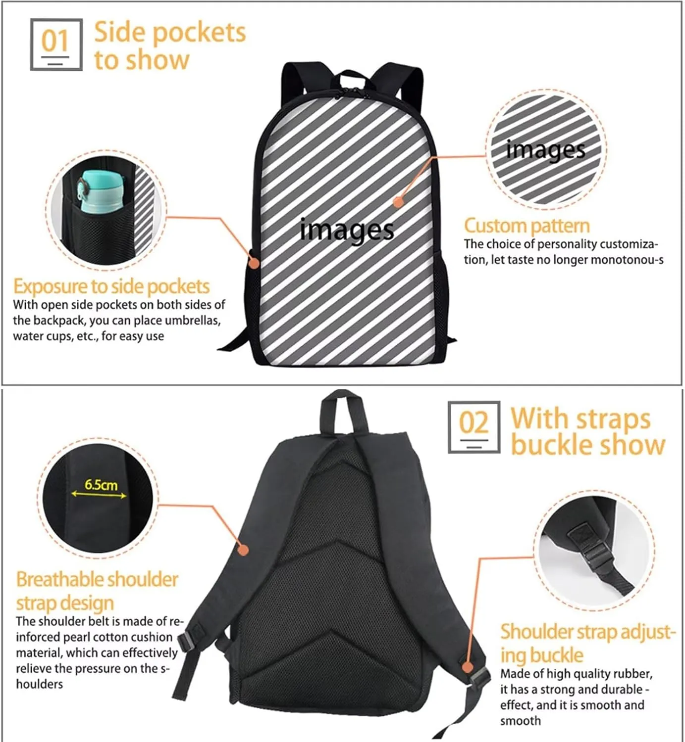WELLFLYHOM Boys Wolf Backpack for Elementary School Bookbag 4-6 8-10 14-16 Kids Child School Bag Middle High School Back Packs Heavy Duty Knapsack Travel Bags Back to School Supplies