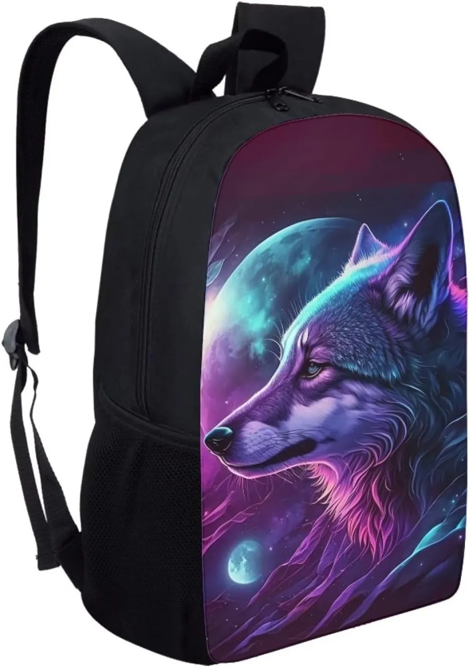 WELLFLYHOM Boys Wolf Backpack for Elementary School Bookbag 4-6 8-10 14-16 Kids Child School Bag Middle High School Back Packs Heavy Duty Knapsack Travel Bags Back to School Supplies