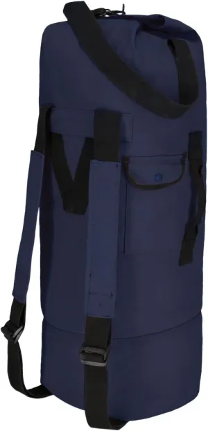 WHITEDUCK G.I Top Load Military Rucksack Style Double Strap Duffel Bag Heavy Duty and Water Resistant- Gym, Sports, Travel, Hiking, Backpacking (21" x 37", Navy)