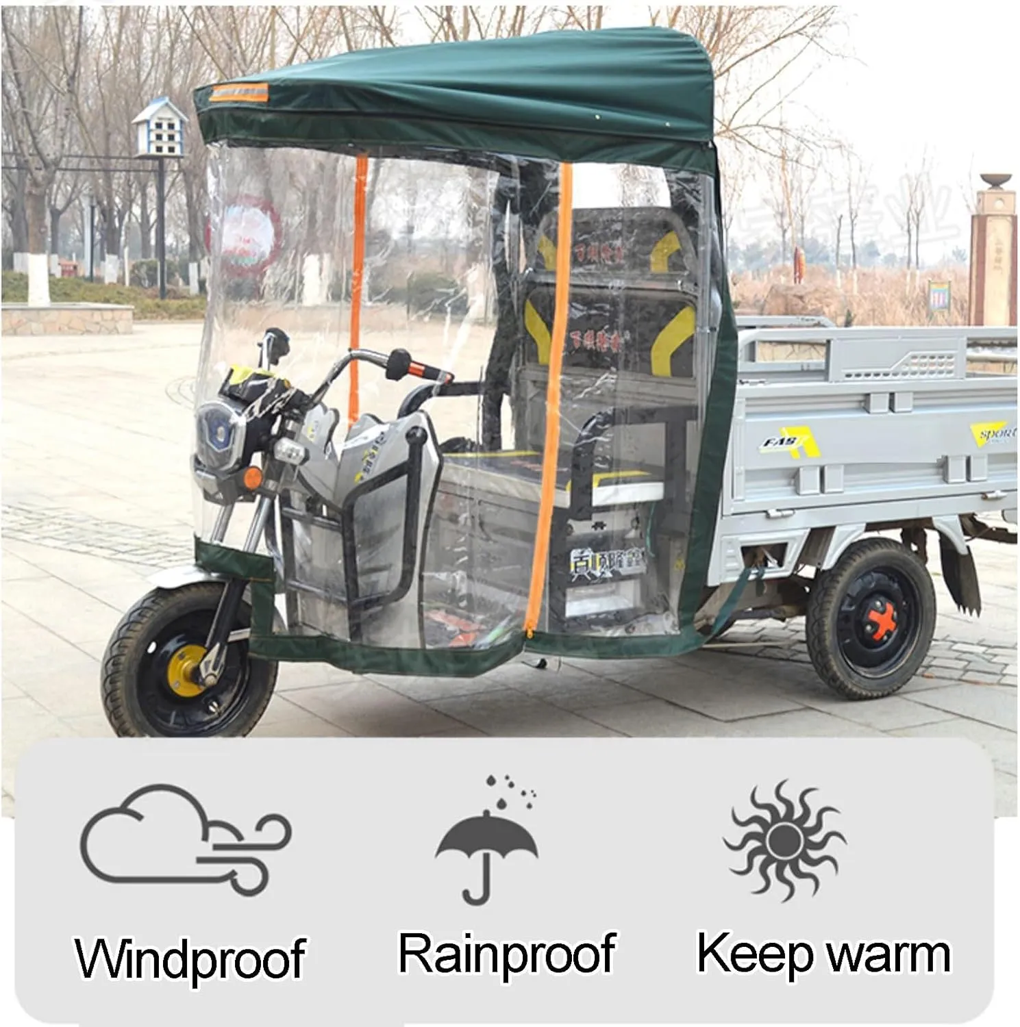 Windproof Electric Tricycle Cover, Reflective Tricycle Canvas Awning, Tricycle Frame Canopy, Adult Tricycle Cover,Electric Tricycle Protective Cover,Rain Sun Snow Proof,105cm/41in