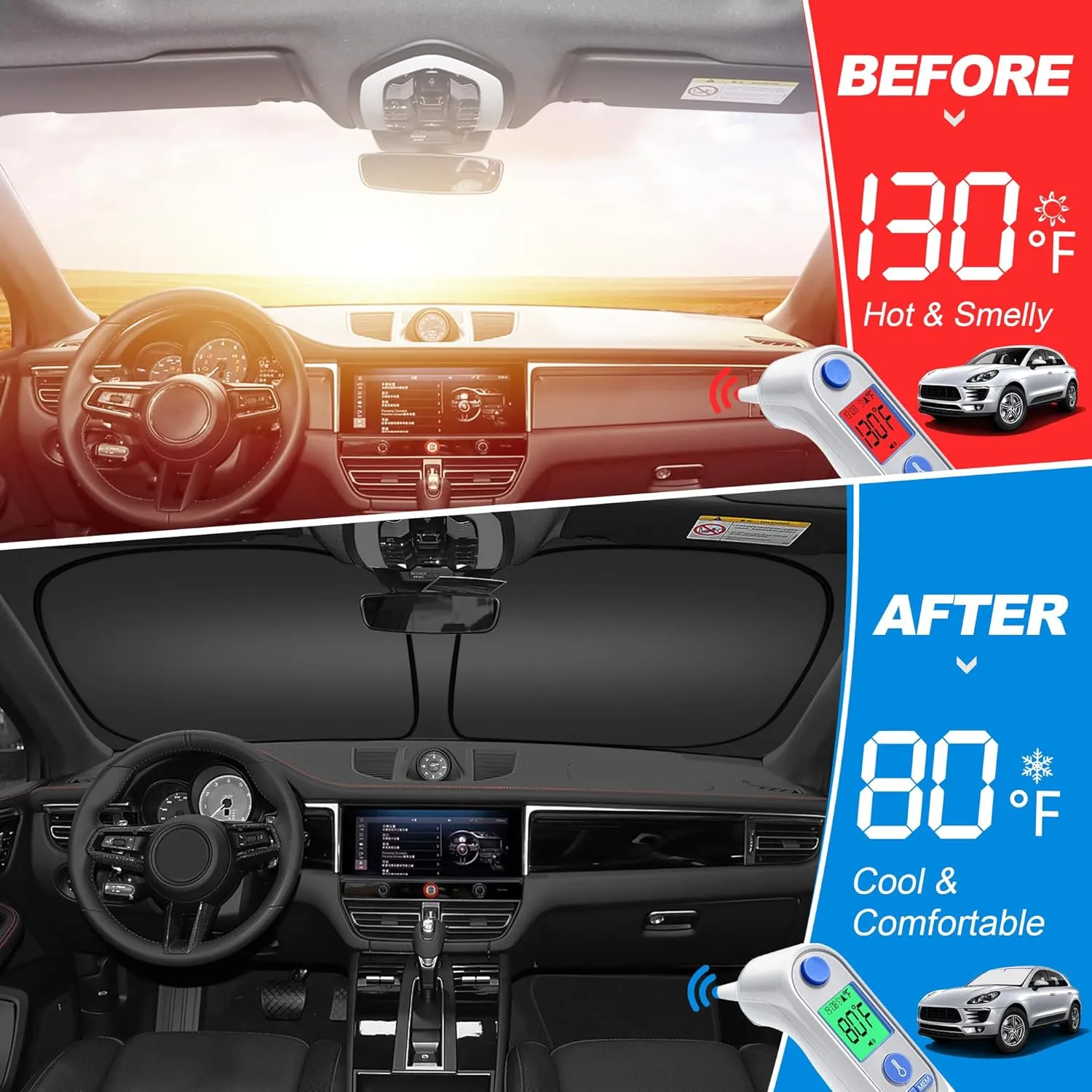 Windshield Sun Shade for 2016-2025 Chevy Malibu Accessories, Foldable Window Sunshade Sun Visor Protector, Front Windshield Sunshade Sun Shield Blocks UV Rays Heat