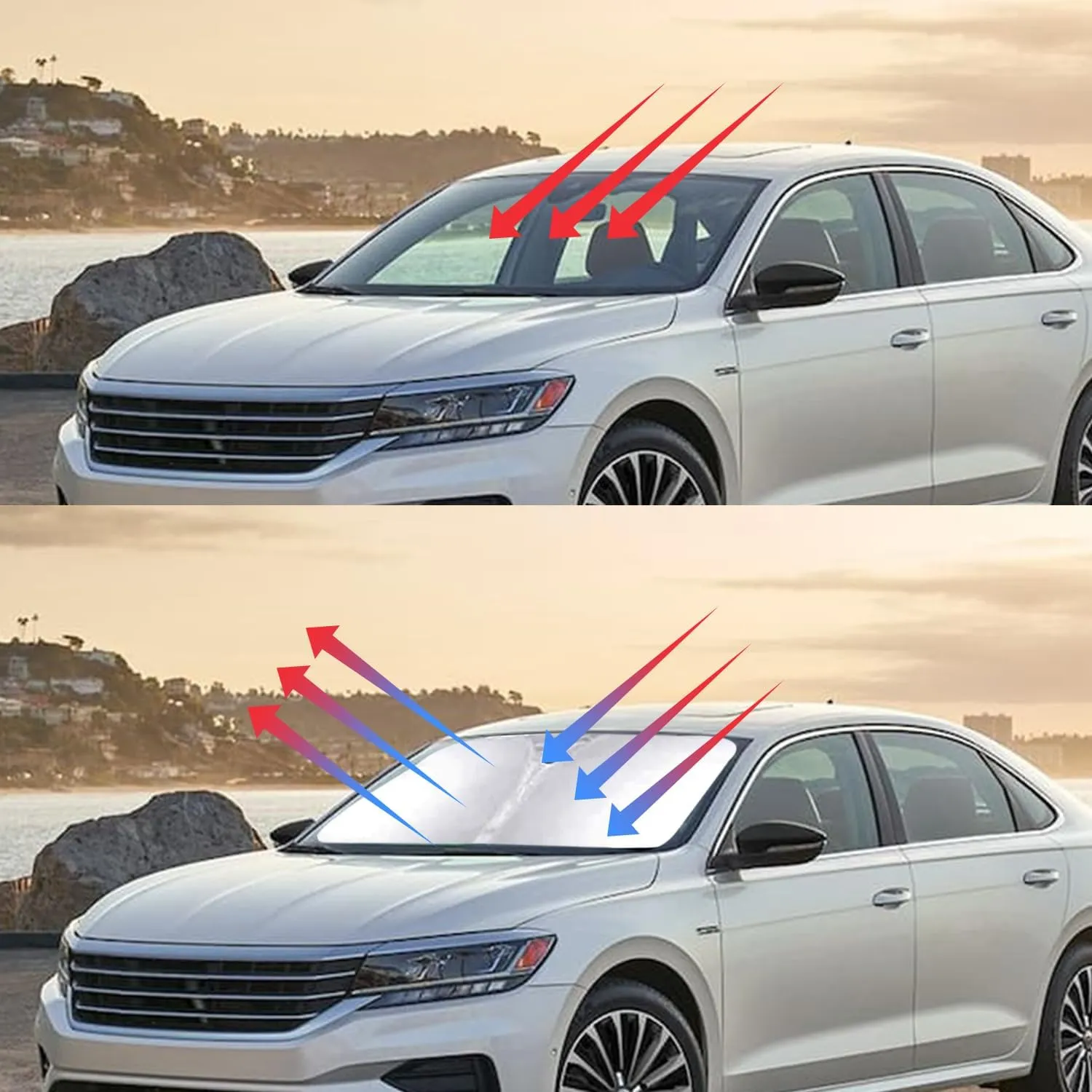 Windshield Sun Shade for 2016-2025 Chevy Malibu Accessories, Foldable Window Sunshade Sun Visor Protector, Front Windshield Sunshade Sun Shield Blocks UV Rays Heat