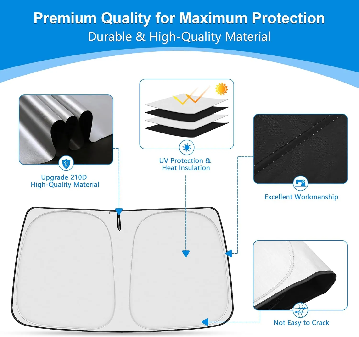 Windshield Sun Shade for 2016-2025 Chevy Malibu Accessories, Foldable Window Sunshade Sun Visor Protector, Front Windshield Sunshade Sun Shield Blocks UV Rays Heat
