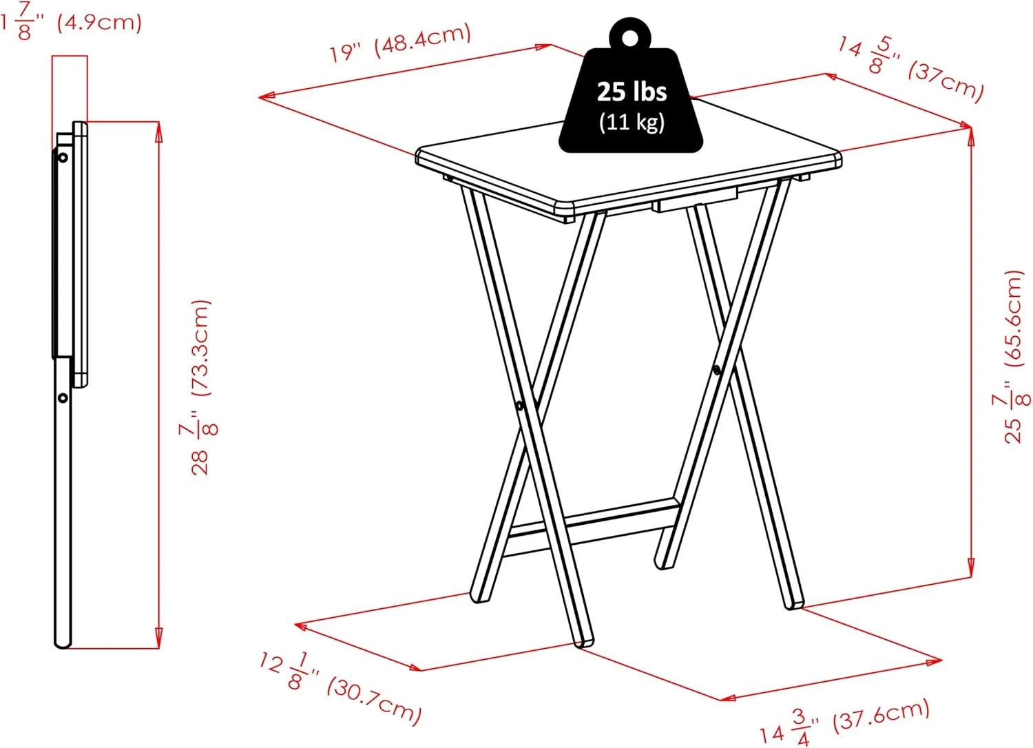 Winsome Alex Snack Table, 19W x 14.6D x 26H In, Black