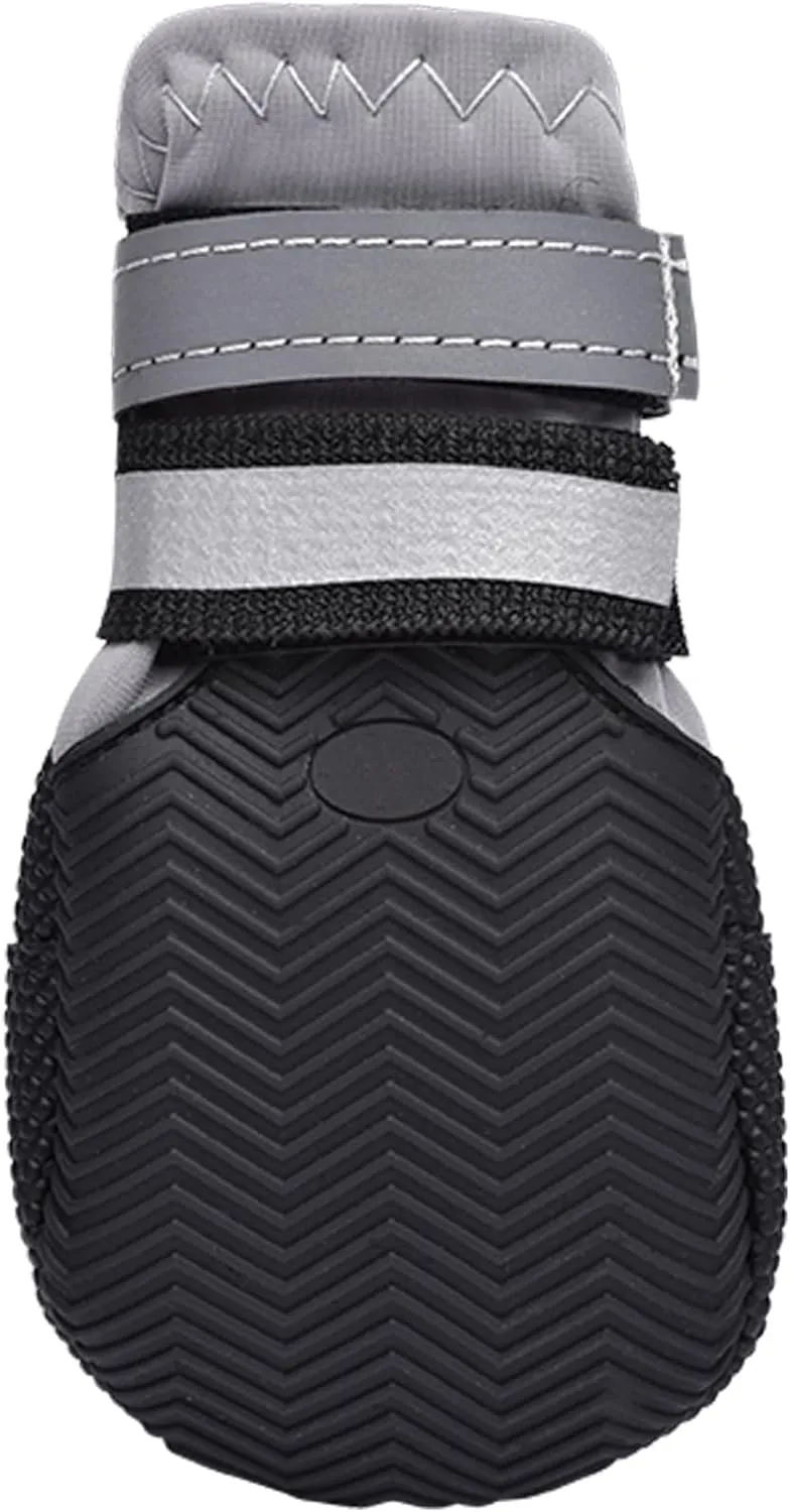 Winter Snow Dog Boots Neoprene Nonslip Rubber Sole Dog Shoes for Medium Large Dogs (Pack of 4)