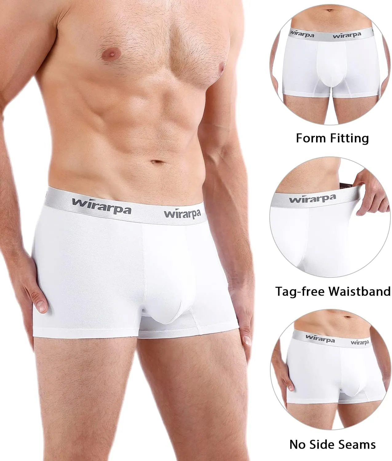 wirarpa Mens Trunks Underwear Cotton Boxer Briefs Short Leg Comfortable Underpants 4 Pack