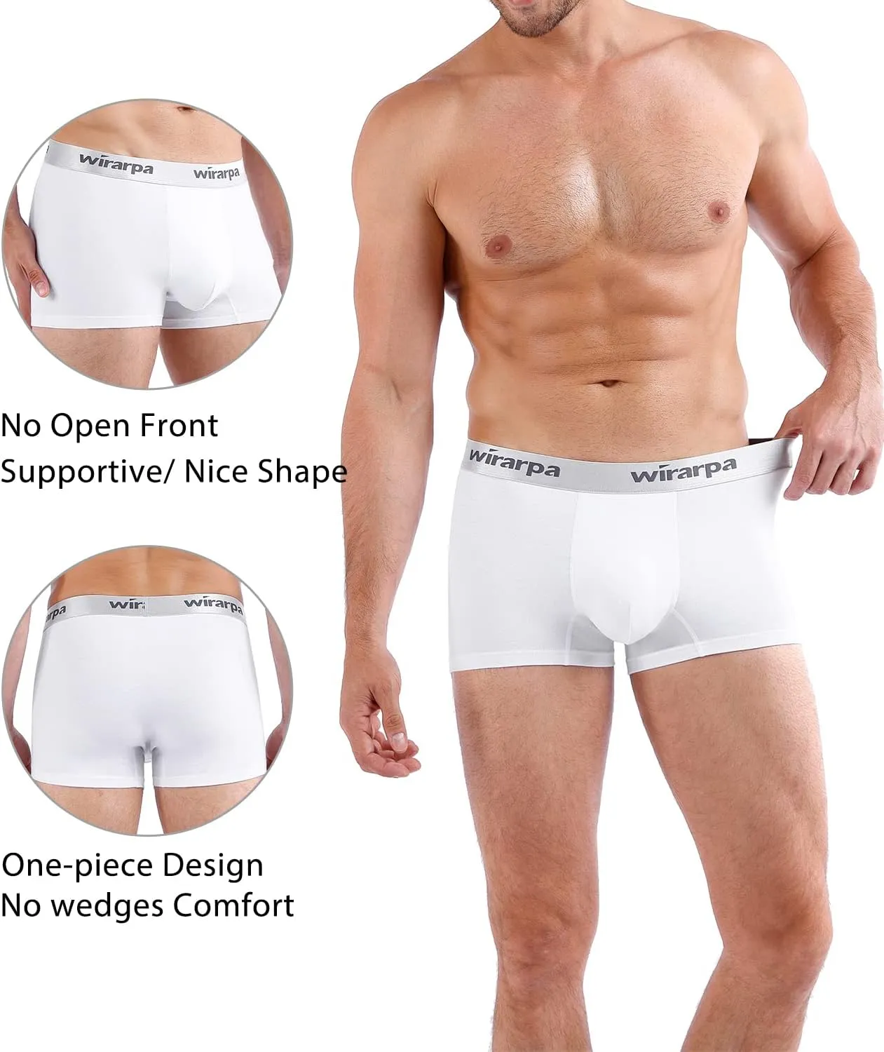 wirarpa Mens Trunks Underwear Cotton Boxer Briefs Short Leg Comfortable Underpants 4 Pack